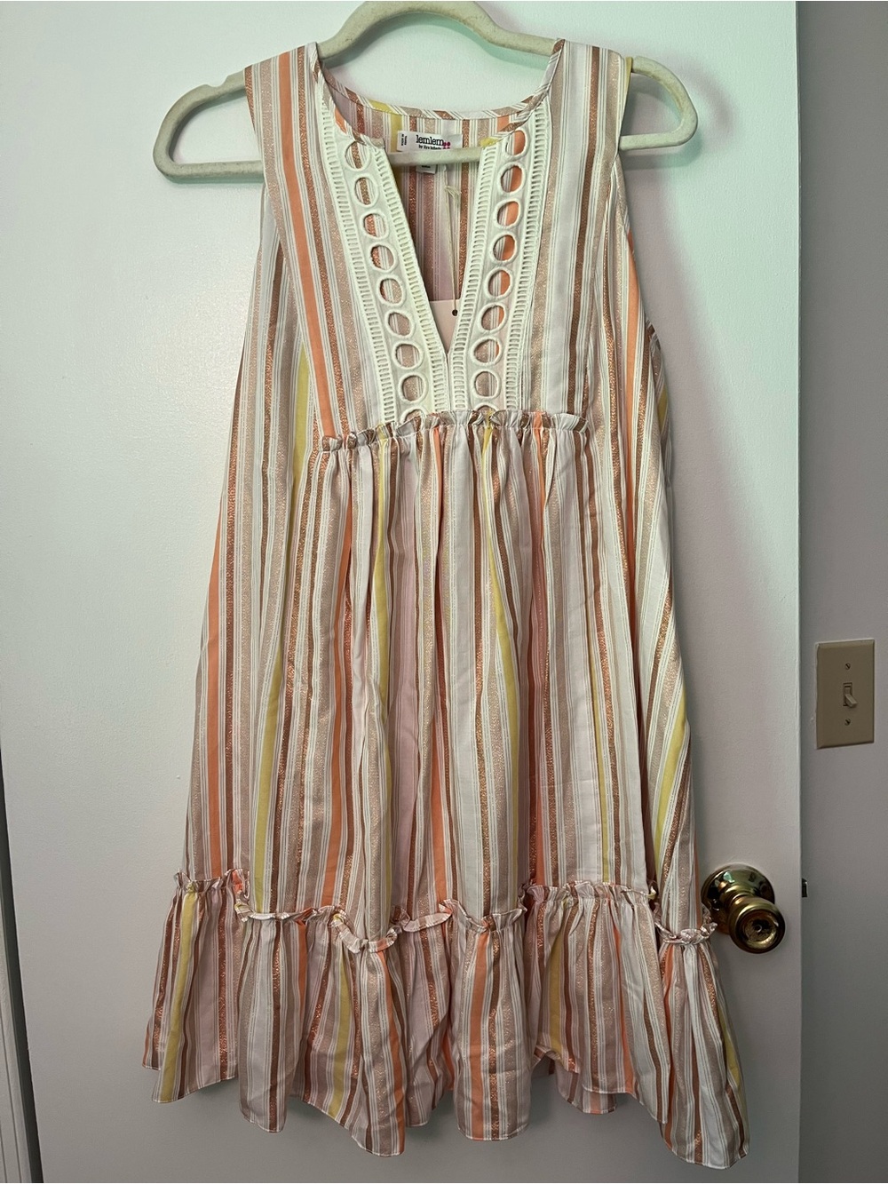 NWT Lemlem Metallic Striped Dress Sz M